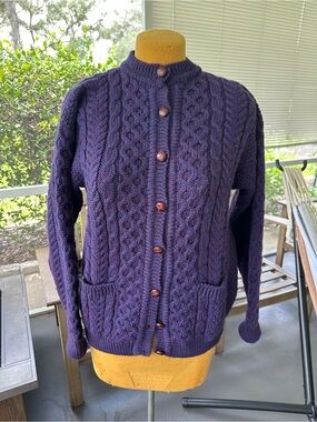 John Molloy Wool Cardigan , Purple with button closures